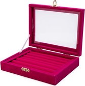 Ringen Display koffer Fluweel - Sieraden Koffer voor Ringen - Roze