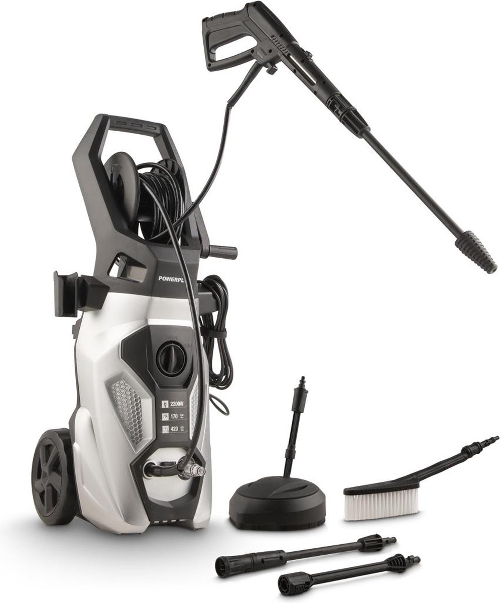 Bol.com Powerplus Elektrische Hogedrukreiniger POWXG90504 - 2200 W Terrasreiniger, 170 Bar en 50 °C - met 8 m Slang en Accessoires aanbieding