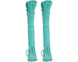 Urban Living Waslijn - 2x - 20 meter - PVC - groen - drooglijn / waslijndraad - wasgoed ophangen