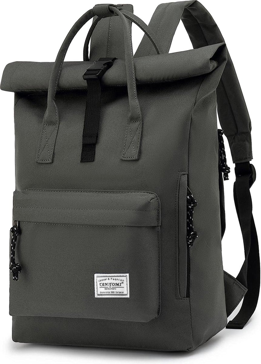 TAN.TOMI Rugzak - Rugtas met 15,6 Inch Laptopvak - Schooltas - Spatwaterdicht - Heren en Dames - Jongens en Meisjes - Donkergrijs