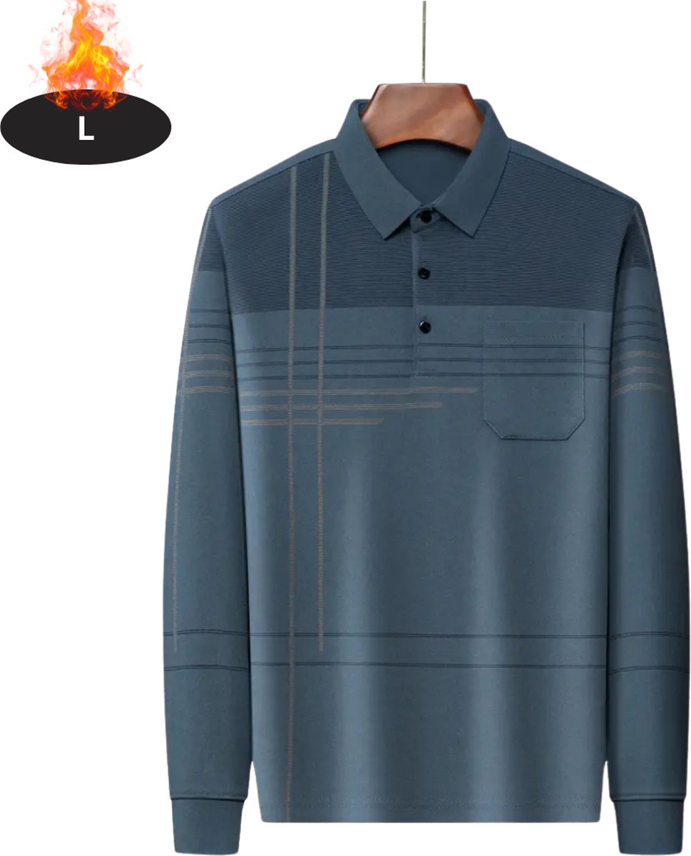 Nivard Poloshirt Heren T-Shirt Heren Shirt Overhemd Polo Shirt Lange Mouwen Blauw