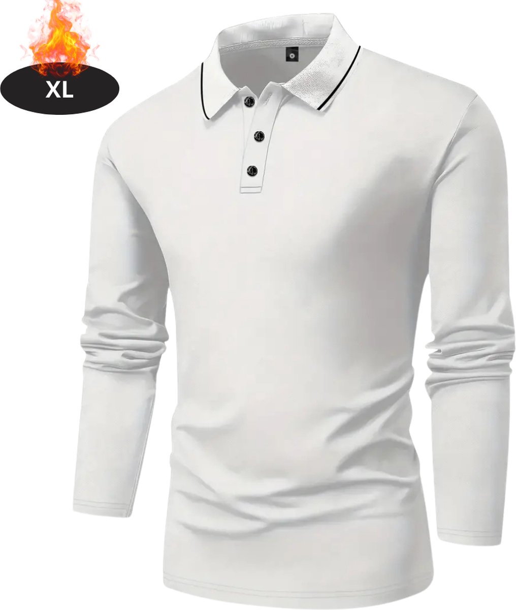Nivard Poloshirt Heren T-Shirt Heren Shirt Overhemd Polo Shirt Lange Mouwen Wit