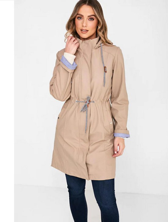 Regenjas dames - Bruine Regenjas Vrouwen - LongLine - Maat XS