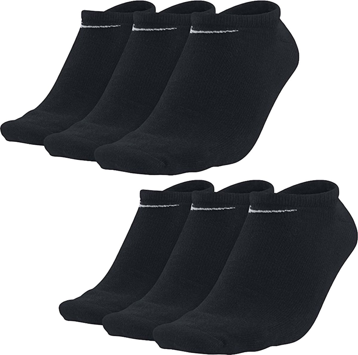 Nike Everyday Lightweight No-Show Socks 6-pack Zwart