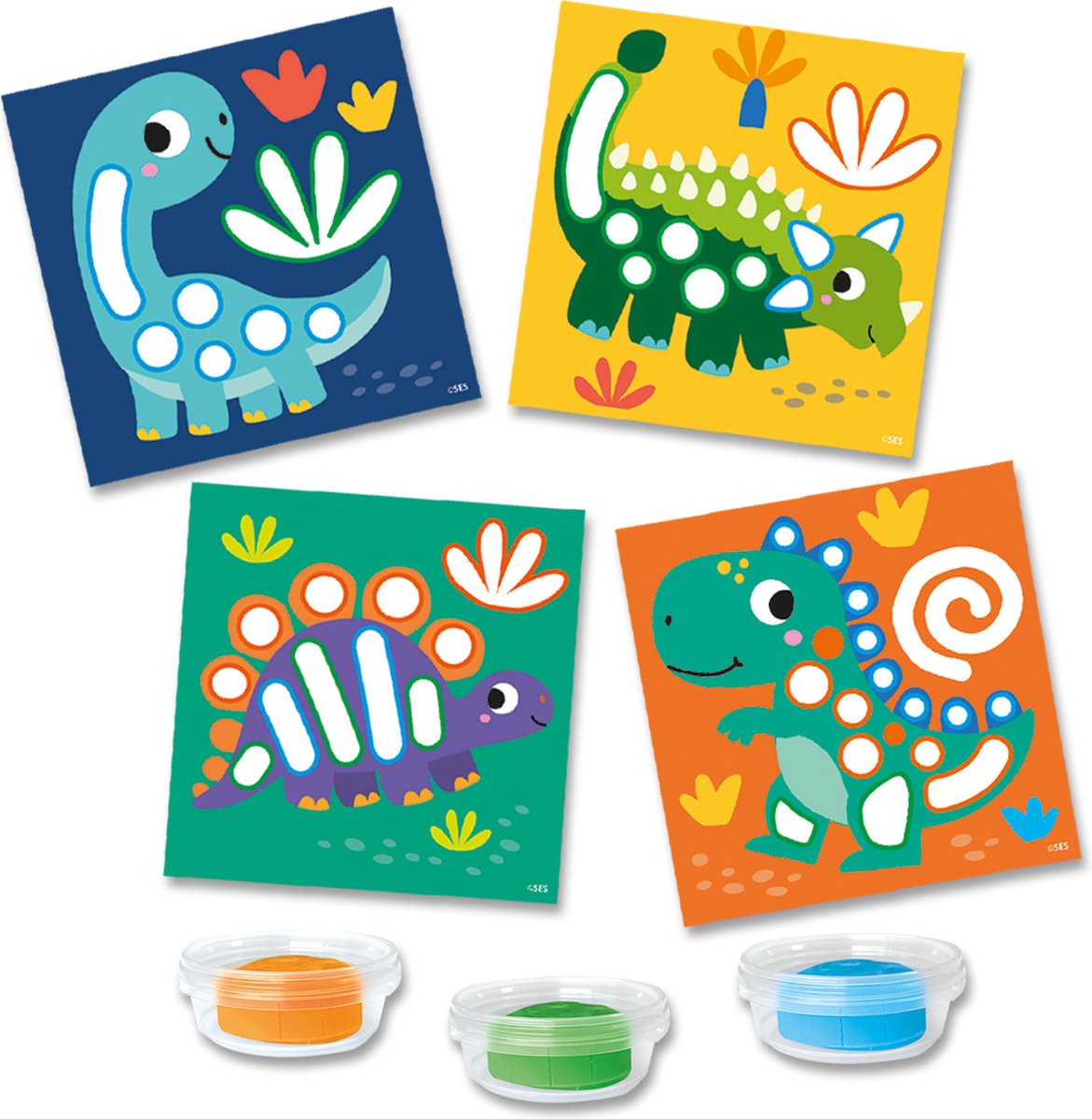 SES Creative - My First - Klei Met Opdrachtkaarten - Rol, Kneed en Vorm de klei om Dino vormen na te leggen - inclusief herbruikbare kaarten – dino thema - 1 tot 4 jaar — afbeelding 5
