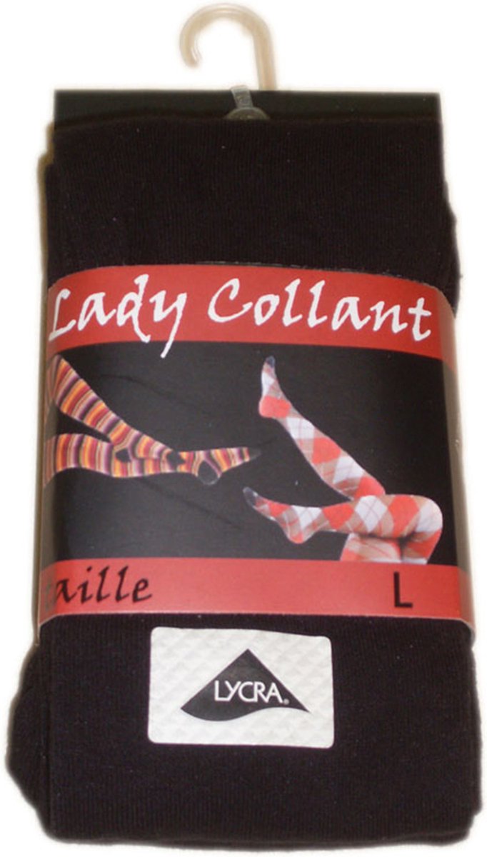 Dames collant 80% katoen- black - 5 stuks- maat XL- zwart