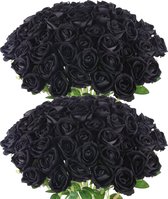 TILONKJ 12 stuks kunstmatige rozenboeket, zwarte kunstrosen met lange steel decoratie, werkelijk echt uitziende plastic roos voor gothic-bruiloft, muziekfestival, Halloween-feest, begrafenis (zwart