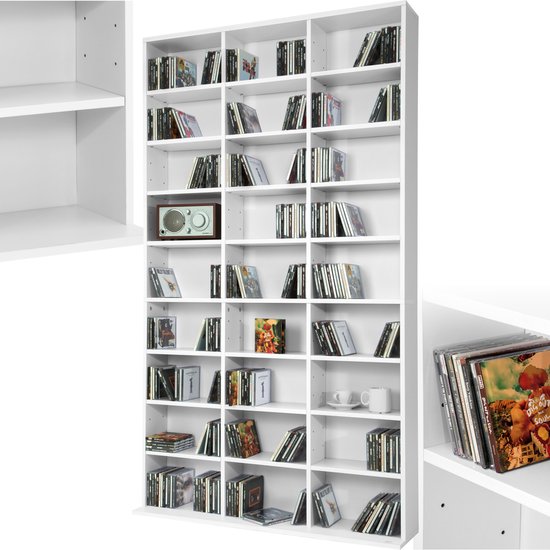 TecTake CD/DVD wandmeubel - staand - 180x102x23,5 cm 401703 - wit