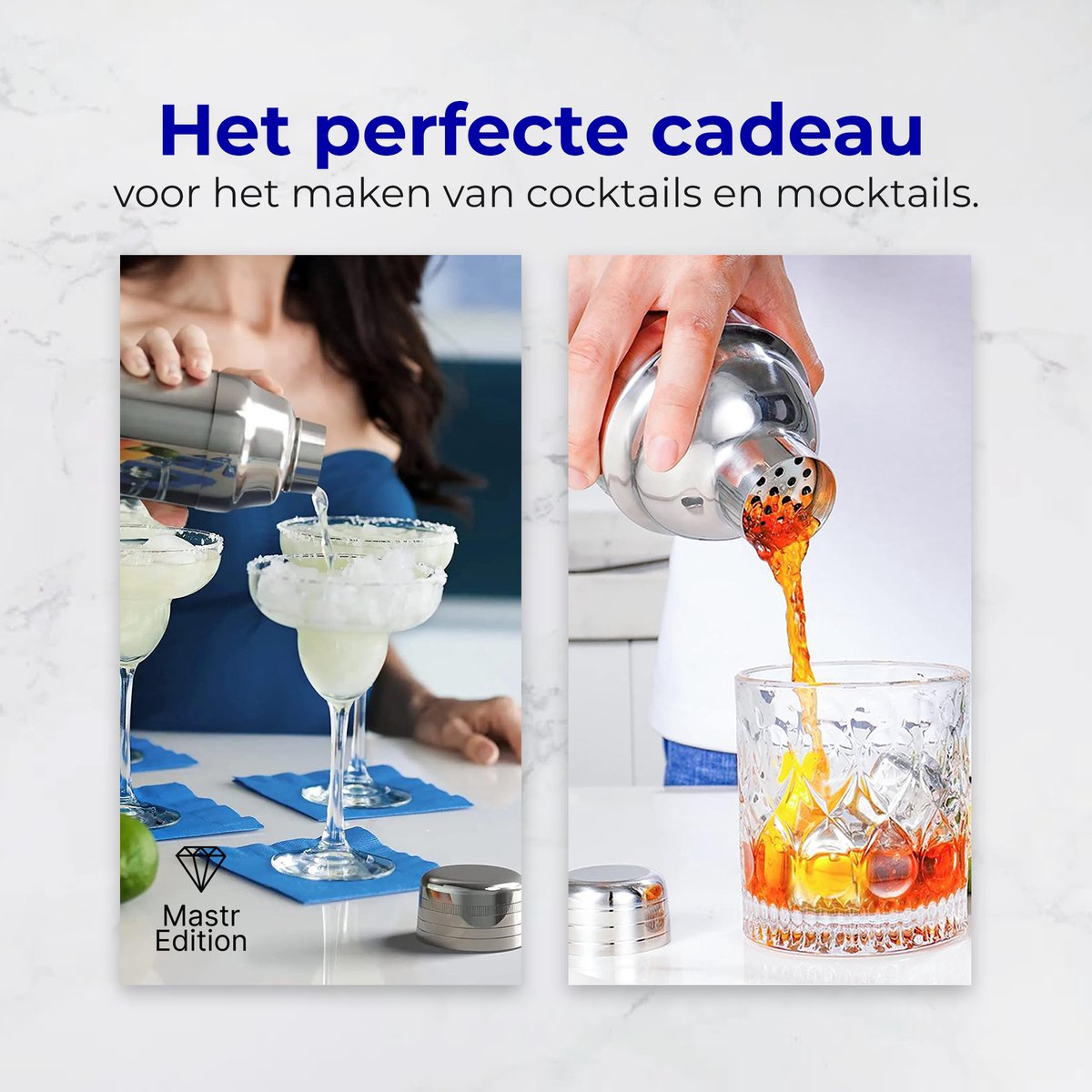 Mastr Edition Cocktail Set - Cocktail shaker set 8 delig - Mix drank - Cocktailshaker 750ml - Zilver - RVS - Vaatwasser bestendig - Cocktail accessoires - Cocktail receptboekje - Gratis spel kaarten — afbeelding 6