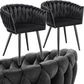 Bol.com tectake® - Set van 2 Fluwelen eetkamerstoelen - Kuipstoel met armleuning in knooplook - Eetkamerstoel - Moderne eetkamer... aanbieding