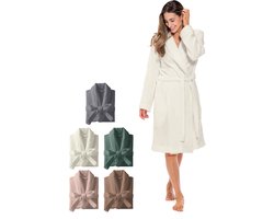 Luxe Soft Badjas - Teddy badstof - S/M - Off white wit - Ultra zacht en warm