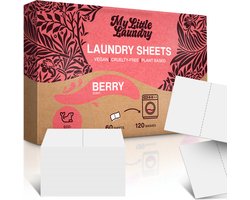 My Little Laundry Wasstrips 120 Wasbeurten Berry Bosbessen en Witte Muskus Wasmiddel Wasvellen Wasdoekjes Wasmiddeldoekjes Detergent Sheets Laundry Strips