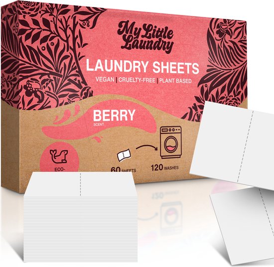 My Little Laundry Wasstrips 120 Wasbeurten Berry Bosbessen en Witte Muskus Wasmiddel Wasvellen Wasdoekjes Wasmiddeldoekjes Detergent Sheets Laundry Strips