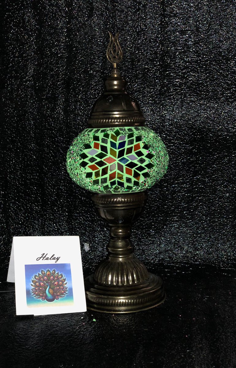 Handgemaakte Turkse sfeerlamp groen met gekleurde Mozaïek nachtlamp Oosterse Sprookjes tafellamp