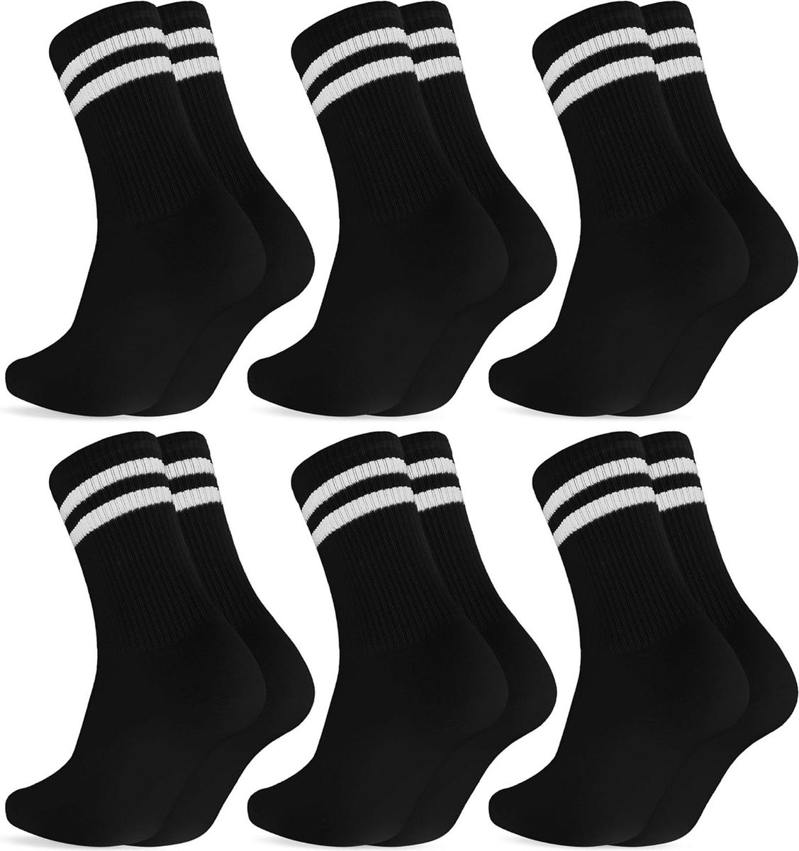 Image of 6 paar ademende katoenen sokken voor vrouwen - zwart - maat 4-6 .