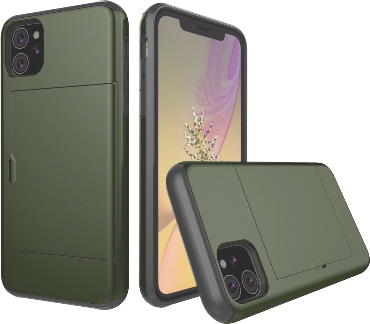 Mobigear Hoesje geschikt voor Apple iPhone 11 Telefoonhoesje met Kaarthouder Hardcase | Mobigear Card Backcover Shockproof met Pasjeshouder | Kaarthouder voor 2 Pasjes | Hoesje voor Pinpas / OV Kaart / Rijbewijs | Schokbestendig iPhone 11