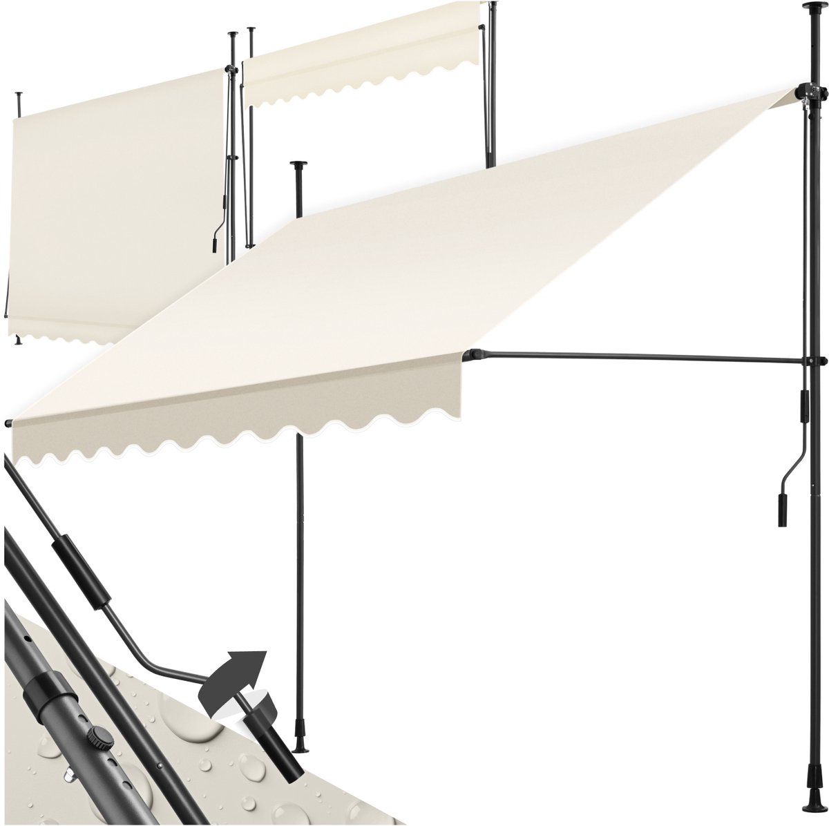 Bol.com tectake® Klemluifel met handslinger - Balkonluifel zonder boren - In hoogte verstelbaar - UV-bestendig - Waterafstotend ... aanbieding