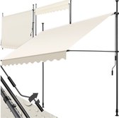 tectake® Klemluifel met handslinger - Balkonluifel zonder boren - In hoogte verstelbaar - UV-bestendig - Waterafstotend - Terrasoverkapping - Zonwerend voor terras & balkon - Breedte 250 cm - Beige