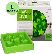 Eat Slow Live Longer Star Voerbak L – Ø 29.5 cm - Anti-schrok voerbak – Slowfeeder voor honden – Anti-slip – Geschikt voor de kleine tot middelgrote hond - Groen
