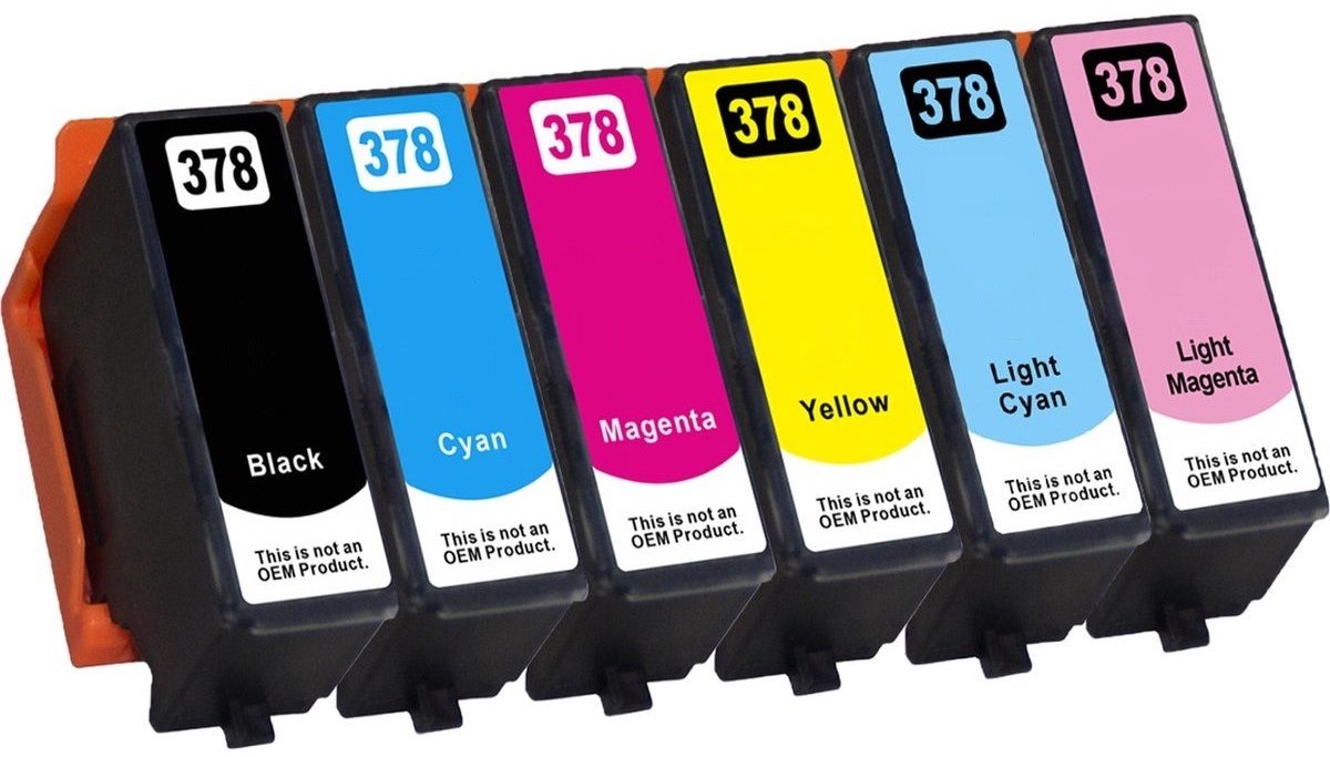 Compatible inkt cartridges voor Epson 378 / 378XL | Multipack van 6 cartridges voor Epson Expression Photo XP-8500 XP-8505 XP-8600 XP-8605 XP-8606 en XP-8700