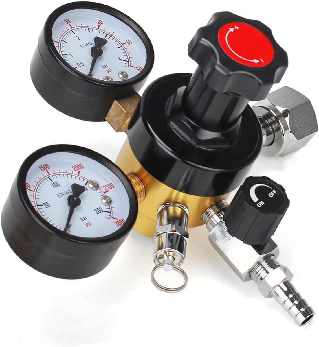 CO2 Keg Regulator met Dubbele Meter en Drukontlastklep - Perfect voor Thuisbrouwerij