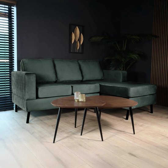 Canapé d'angle design Venna 200cm canapé d'angle en velours vert foncé