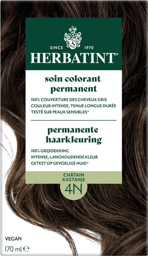 Herbatint 4N Châtain – coloration capillaire permanente vegan – Aux 8 extraits de plantes – 170 ml