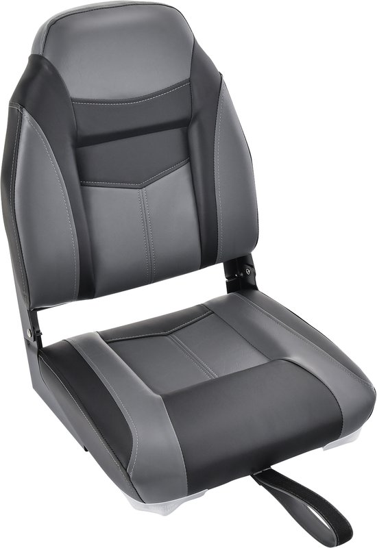 COSTWAY Bootstoel met hoge rugleuning, inklapbare bootstoel met 10 cm dikke sponsvulling, gevoerde stuurstoel voor boten (zwart, enkel)