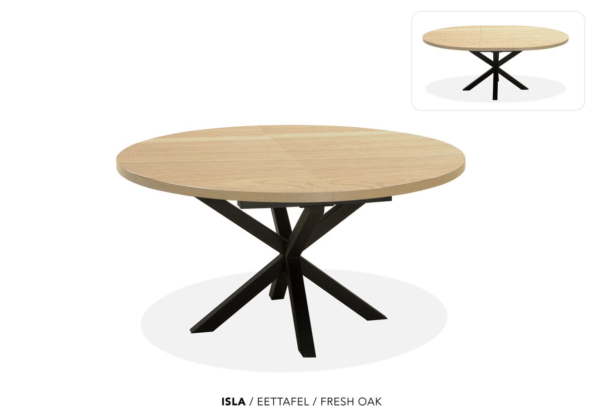 Maxfurn - Ronde uitschuiftafel 130/170 | Zeer krasvast | Kleur: Fresh Oak