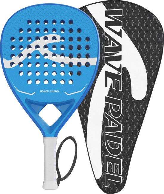 Padel Racket van WAVE PADEL® - 100% Carbon - Inclusief Padeltas - Voor mannen en vrouwen - Blue Serve