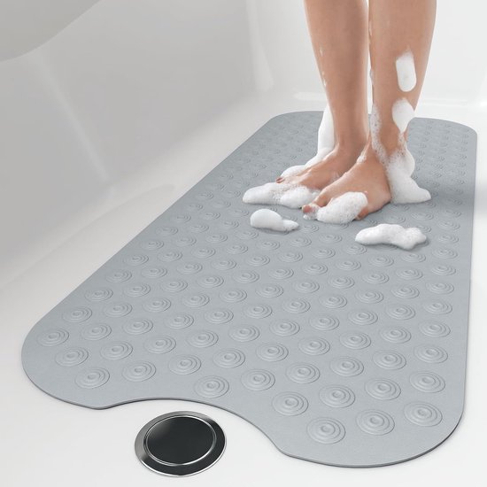 Ruiuzi badmat extra lange anti-slip zuignappen beste luxe duurzaam en stijlvol in bad mat wit antislip douche loper moderne bad matten kwaliteit zuignap ontwerp machine wasbaar & latex vrij