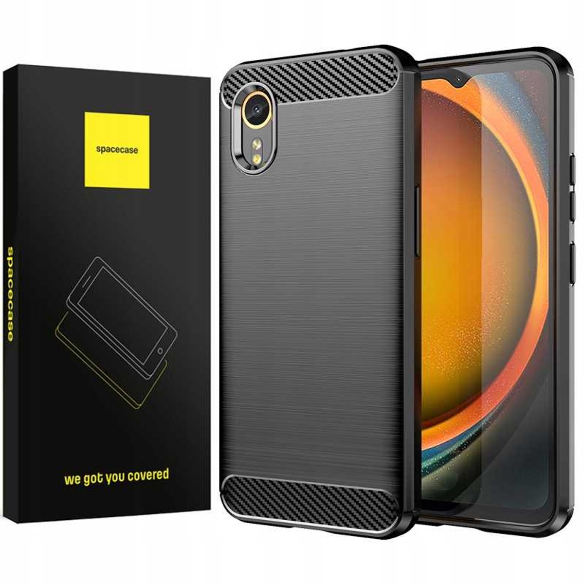 Spacecase Case Carbon Cover Voor Telefoon X Cover 7 Zwart