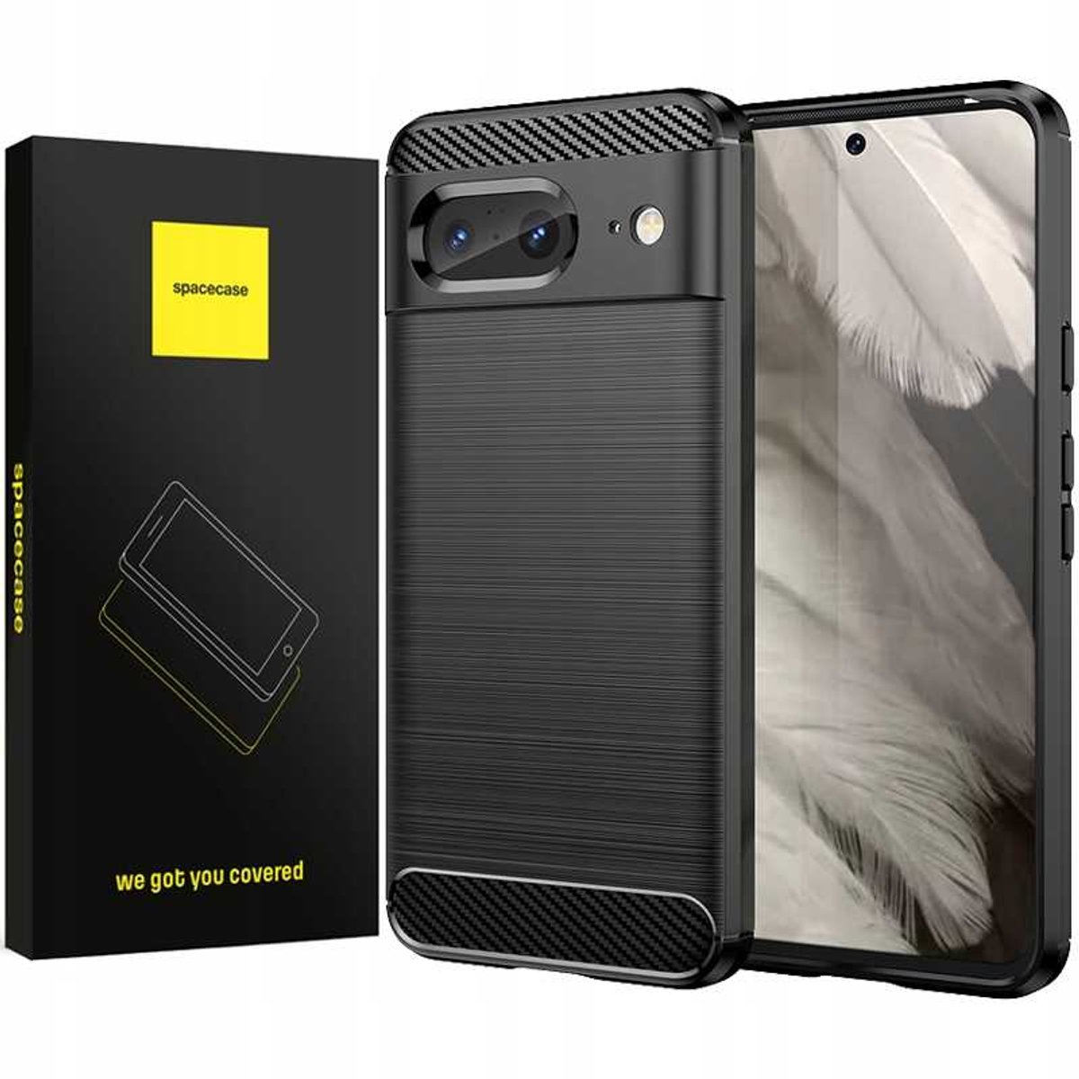 Spacecase Case Carbon Cover Voor Google Pixel 8 Zwart