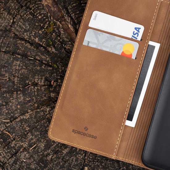 Étui portefeuille Spacecase pour Samsung Galaxy A52 5G, marron clair