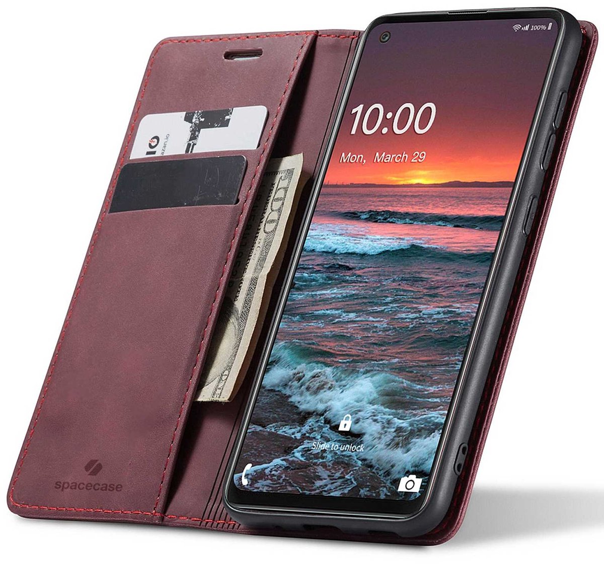 Spacecase Portefeuilles Case Cover Voor Samsung Galaxy A21S Rood