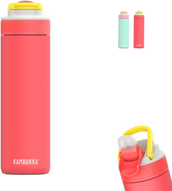 Bouteille isotherme Kambukka Lagoon 600 ml - Fluo Fantasy avec paille intégrée - Jelly mint Turquoise