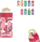 Kambukka Lagoon Drinkfles voor kinderen 400ml Love Birds - met geïntegreerd rietje - drinkbus kinderen - drinkbeker voor school