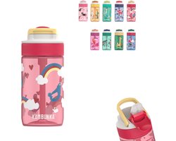 foto van Kambukka Lagoon Drinkfles voor kinderen 400ml Love Birds - met geïntegreerd rietje - drinkbus kinderen - drinkbeker voor school