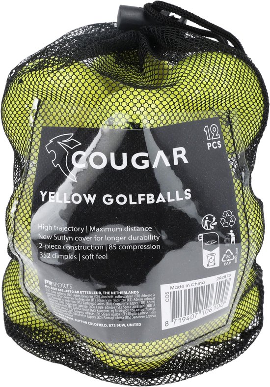 Cougar - Gele golfballen - 12 stuks in net van Cougar — afbeelding 2