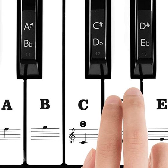 Autocollants Piano / Clavier | Apprenez facilement les notes de musique | Transparent | Réutilisable | Autocollants | Pour 37, 49, 54, 61 et 88 touches