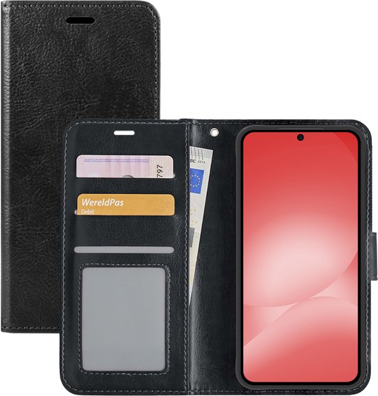 Hoes Geschikt voor Samsung A56 Hoesje Book Case Hoes Flip Cover Wallet Bookcase - Zwart