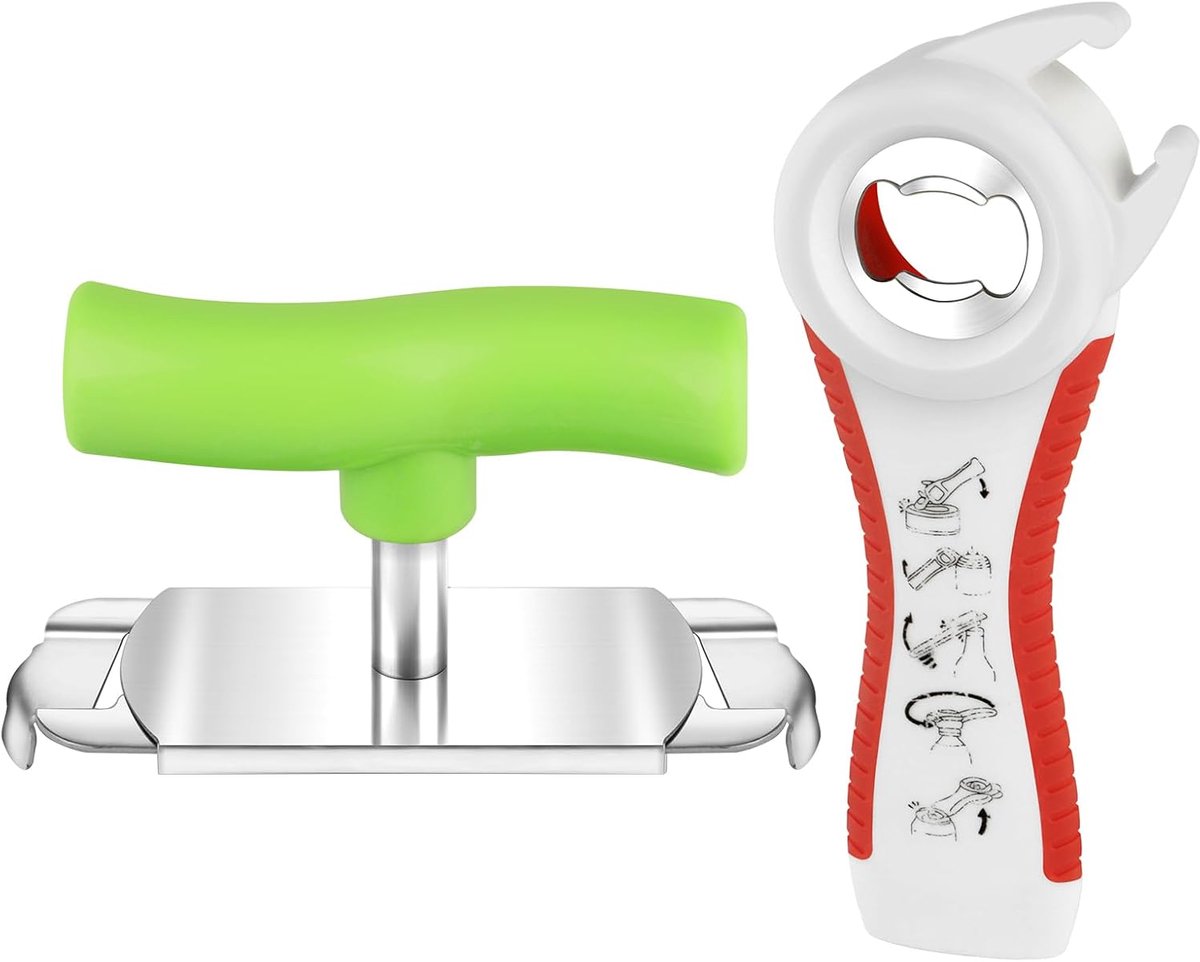Set van 2 multifunctionele blik- en flesopeners voor senioren en mensen met artritis