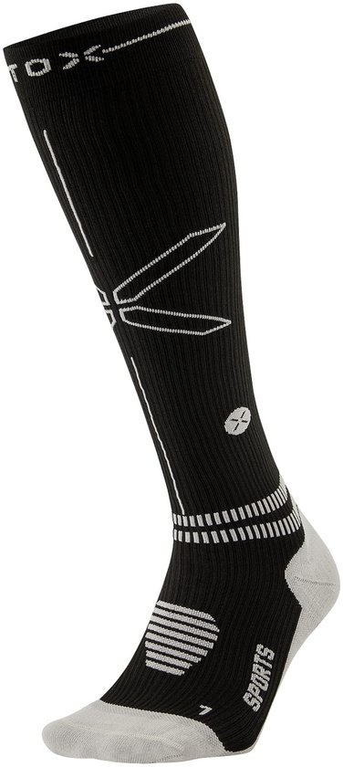 STOX Energy Socks Sportsokken Heren - Compressiekousen Zwart / Lichtgrijs - Compressie Sokken Sport - Maat M: 40-44 - 1 Paar