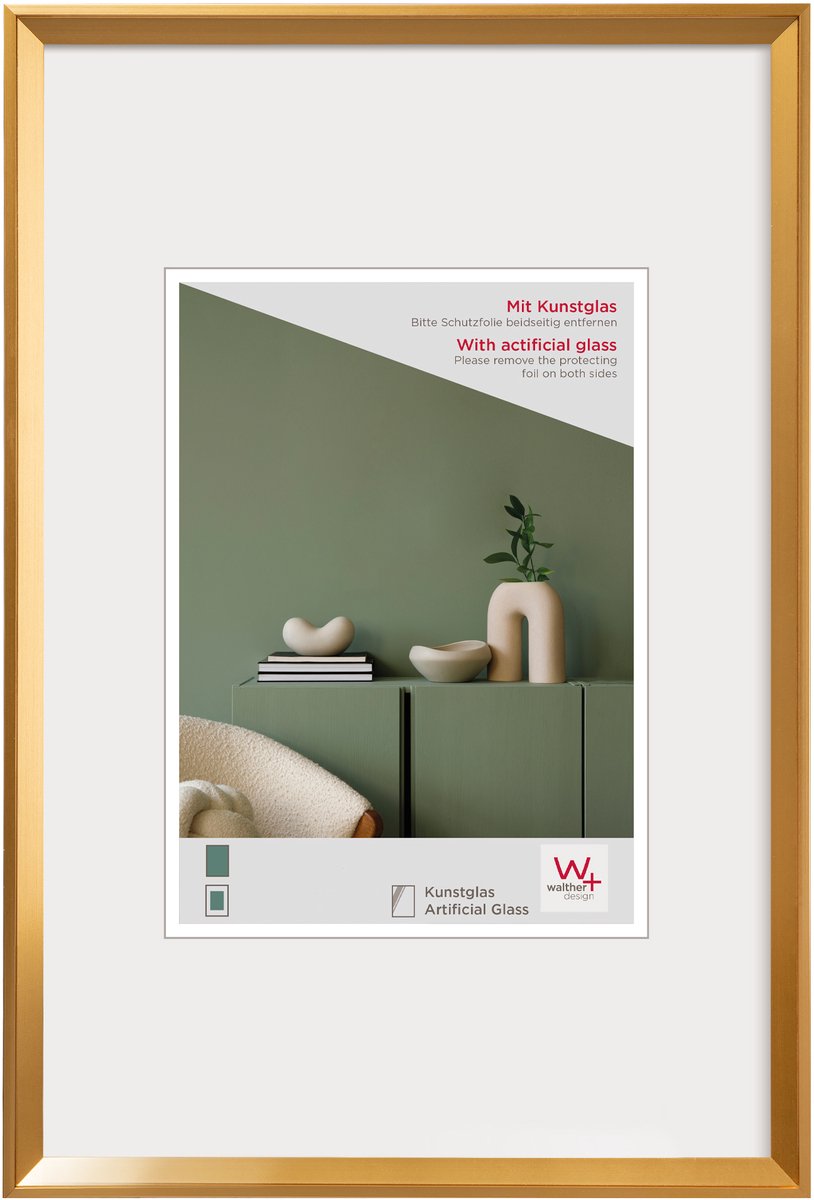 Walther Desire - Kunststof lijst - Fotoformaat 50x70 cm - Kunstglas - Goud