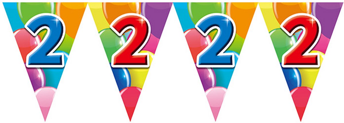 2x Vlaggenlijn 2 jaar 10 meter dubbelzijdig bedrukt - Verjaardag Feestje Vlag Vlaggen Versiering Slinger Feestdecoratie Decoratie