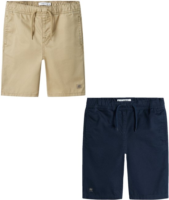 Bermuda Name it 2 pour garçon - beige et bleu foncé - jogging NKMryan - taille 134