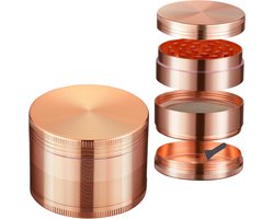 Premium Grinder ROSE 50MM - RVS - Crusher - Kruiden vermaler - Grinder - Metaal - 4 Lagen - met Schepje - Vermaler