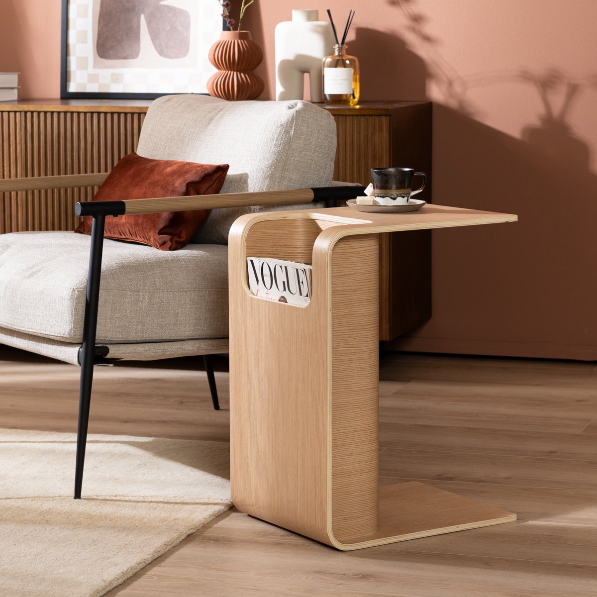 Bronx71® Scandinavische bijzettafel/salontafel Isla 60x35x45 naturel eiken