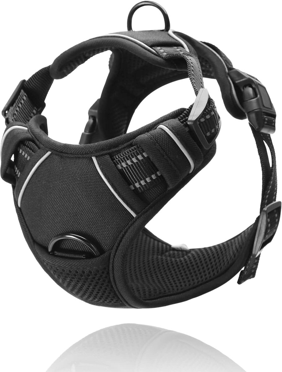 Reflecterende Anti-Trek Hondentuig met Handvat en Ademend Borsttuigje voor Kleine Honden - Zwart (S)
