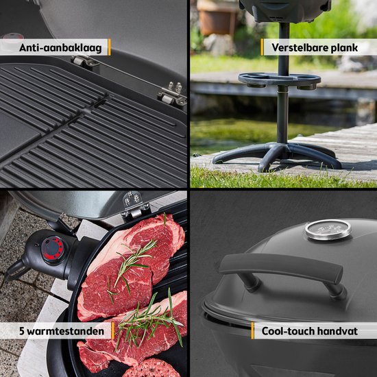 TZS First Austria Elektrische BBQ - met Grillplaat - 2400 W - Grilloppervlak 44 x 33.5cm - Zwart van TZS First Austria — afbeelding 5
